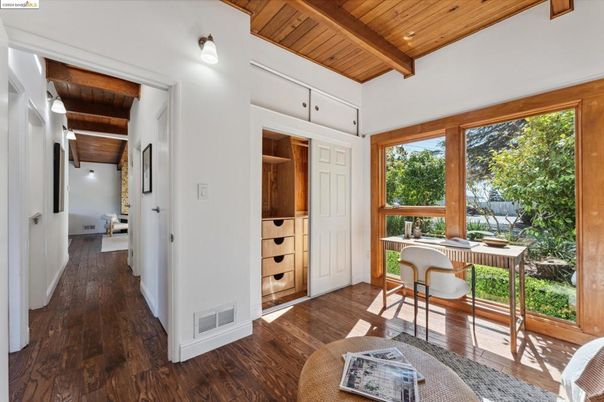 Home Office, Interior, Recessed Lighting, Wooden Beams, Wooden Ceilings, Wood Texture Flooring