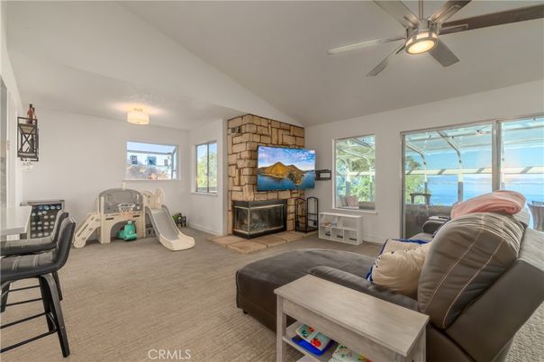 Fireplace, Interior, Living room, Stone Walls, Water