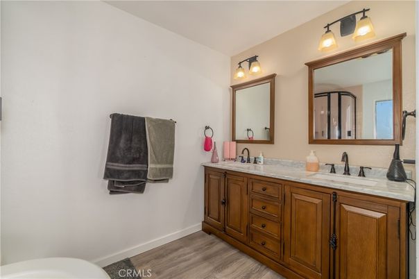 Bathroom, Dual Sink Vanities, Interior, Wood Texture Flooring