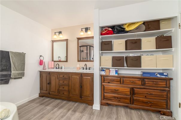 Bathroom, Dual Sink Vanities, Interior, Wood Texture Flooring