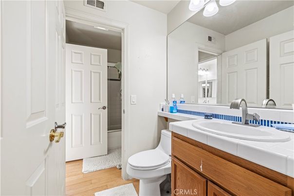 Bathroom, Interior, Tile Countertops, Wood Texture Flooring