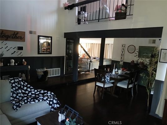 Dining room, Fireplace, Interior, Living room, Wood Texture Flooring