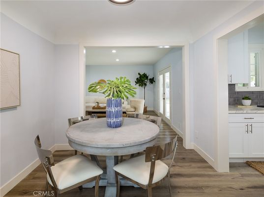 Dining room, Interior, Recessed Lighting, Wood Texture Flooring