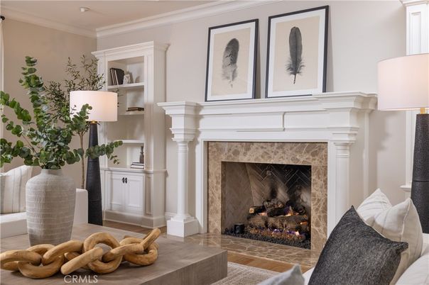 Fireplace, Interior, Recessed Lighting, Wood Texture Flooring