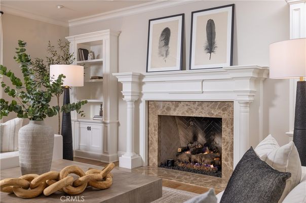 Fireplace, Interior, Recessed Lighting, Wood Texture Flooring