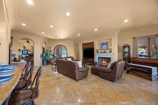 Dining room, Fireplace, Interior, Living room, Piano, Recessed Lighting