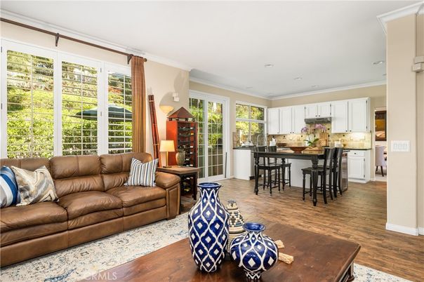 Interior, Kitchen, Living room, Recessed Lighting, Wood Texture Flooring