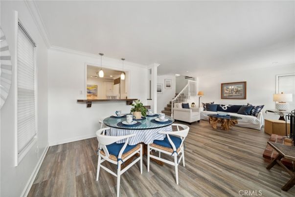 Dining room, Interior, Kitchen, Living room, Pendant Lights, Recessed Lighting, Wood Texture Flooring