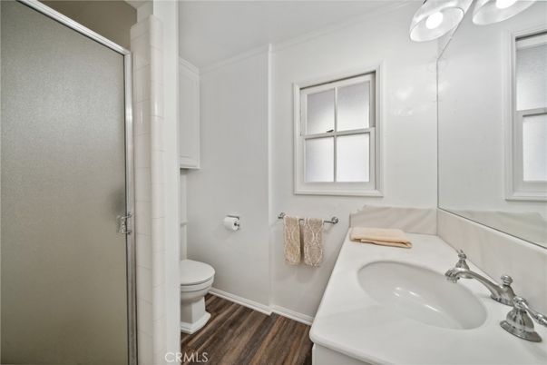 Bathroom, Glass Shower, Interior, Wood Texture Flooring