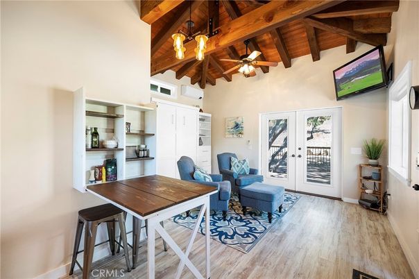 Dining room, Interior, Pendant Lights, Wooden Beams, Wooden Ceilings, Wood Texture Flooring