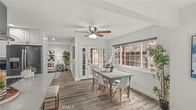 Dining room, Interior, Kitchen, Recessed Lighting, Wood Texture Flooring