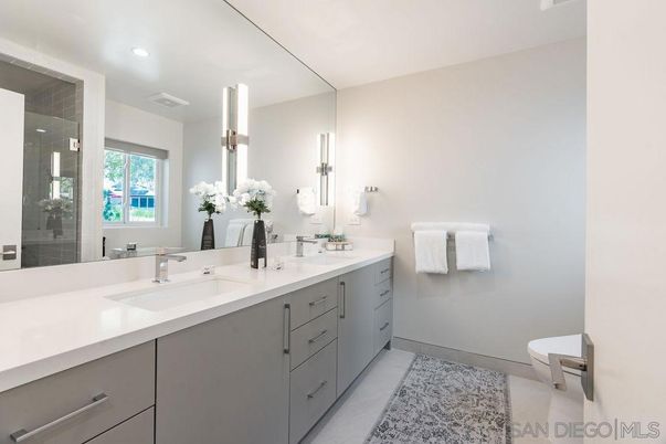 Bathroom, Dual Sink Vanities, Glass Shower, Interior, Recessed Lighting