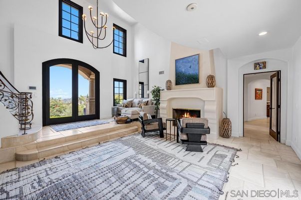 Chandelier, Fireplace, Interior, Living room, Recessed Lighting
