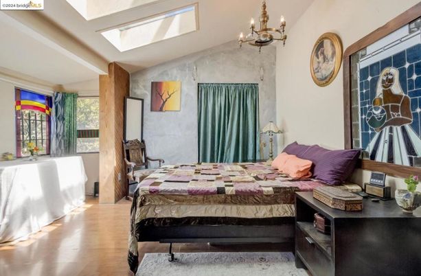 Bedroom, Chandelier, Interior, Wood Texture Flooring