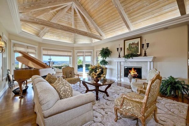 Fireplace, Interior, Living room, Piano, Wooden Ceilings, Wood Texture Flooring
