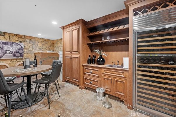Dining room, Interior, Recessed Lighting, Stone Walls, Wine Storage