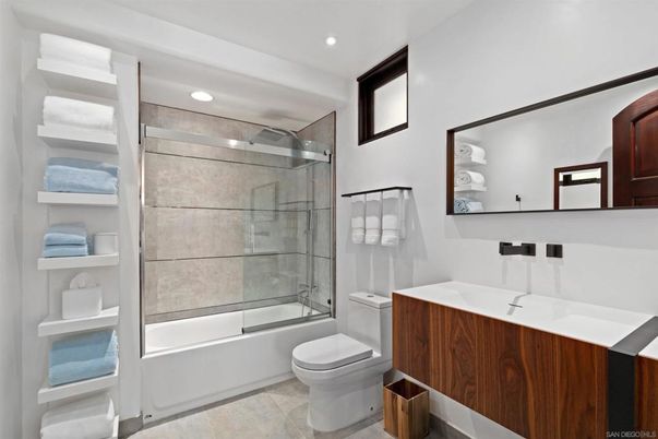Bathroom, Glass Shower, Interior, Recessed Lighting