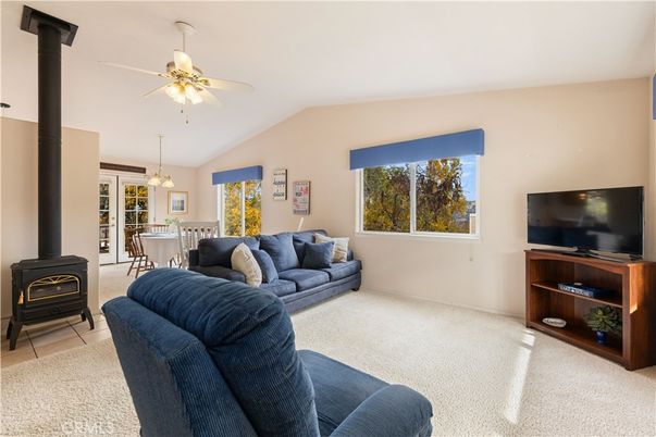 Dining room, Fireplace, Interior, Living room, Pendant Lights