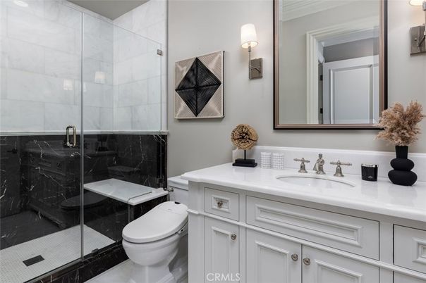 Bathroom, Glass Shower, Interior, Marble Walls