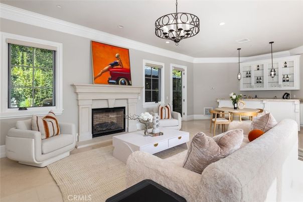 Chandelier, Dining room, Fireplace, Interior, Living room, Pendant Lights, Recessed Lighting