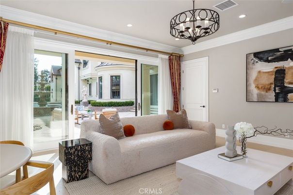 Chandelier, Interior, Living room, Recessed Lighting