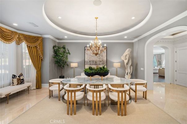 Chandelier, Dining room, Interior, Recessed Lighting