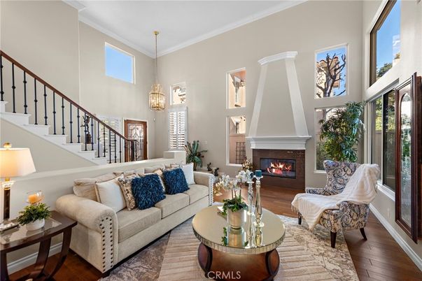 Fireplace, Interior, Living room, Pendant Lights, Wood Texture Flooring