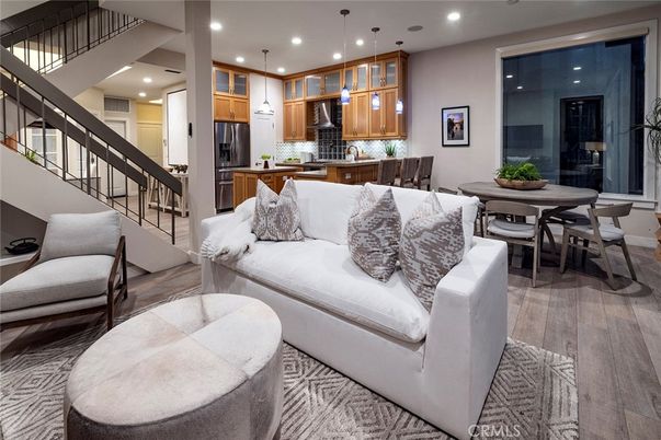 Dining room, Interior, Kitchen, Living room, Pendant Lights, Recessed Lighting, Wood Texture Flooring