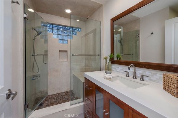 Bathroom, Glass Shower, Interior, Recessed Lighting