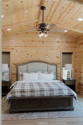 Bedroom, Interior, Recessed Lighting, Wooden Ceilings, Wood Texture Flooring, Wooden Walls