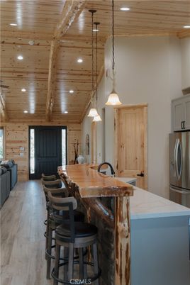 Interior, Kitchen, Pendant Lights, Recessed Lighting, Wooden Beams, Wooden Ceilings, Wood Texture Flooring