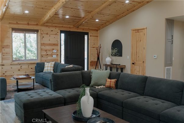 Interior, Living room, Recessed Lighting, Wooden Beams, Wooden Ceilings, Wood Texture Flooring, Wooden Walls