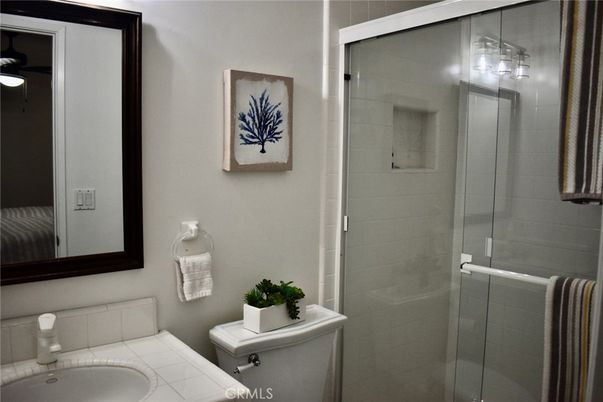 Bathroom, Glass Shower, Interior, Tile Countertops