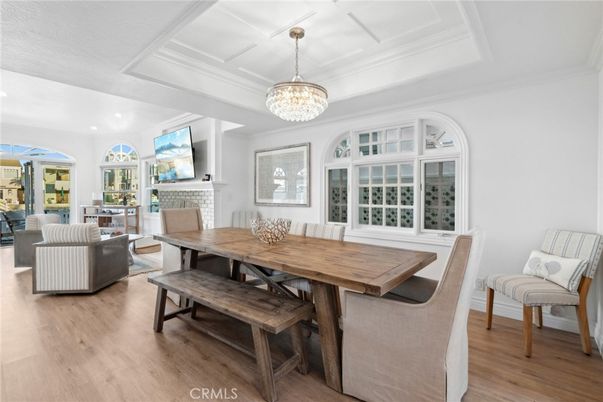 Chandelier, Dining room, Fireplace, Interior, Living room, Wood Texture Flooring
