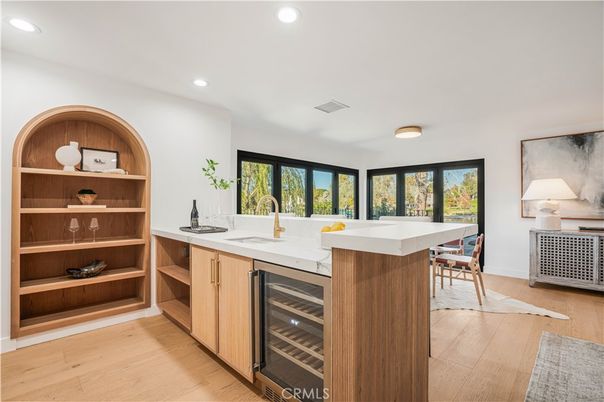 Dining room, Interior, Recessed Lighting, Wood Texture Flooring