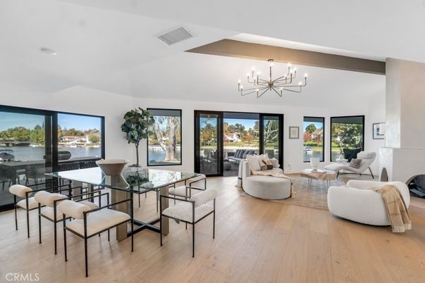 Chandelier, Dining room, Interior, Living room, Water, Wood Texture Flooring