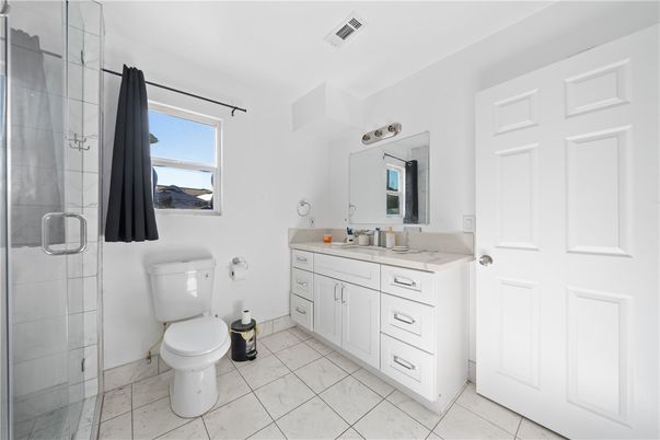 Bathroom, Dual Sink Vanities, Glass Shower, Interior
