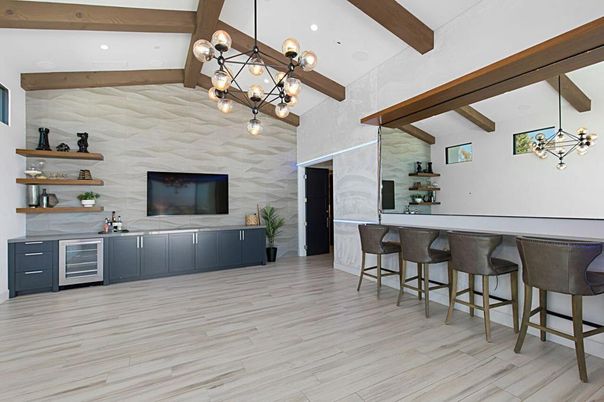 Interior, Pendant Lights, Recessed Lighting, Wooden Beams, Wood Texture Flooring