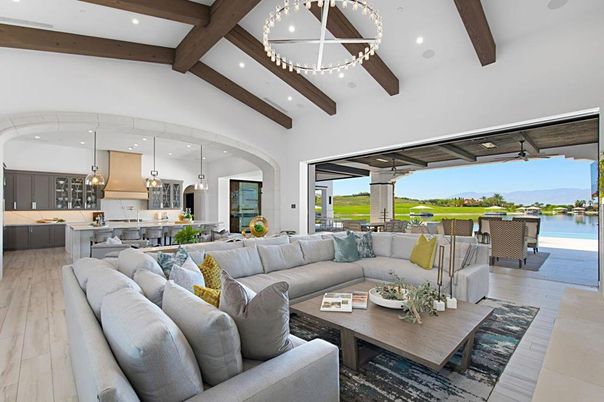 Interior, Kitchen, Living room, Pendant Lights, Recessed Lighting, Water, Wooden Beams