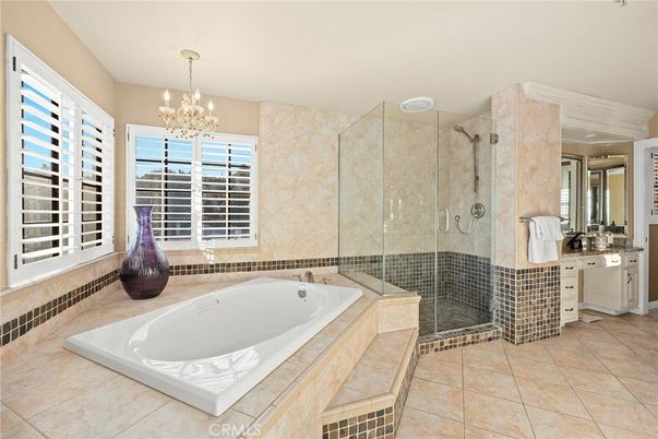 Bathroom, Chandelier, Glass Shower, Interior