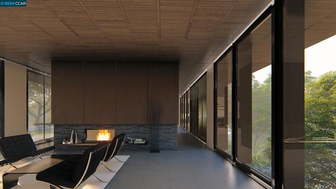 Fireplace, Interior, Sun Room, Wooden Ceilings