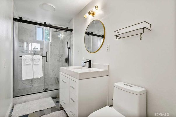 Bathroom, Glass Shower, Interior, Marble Walls