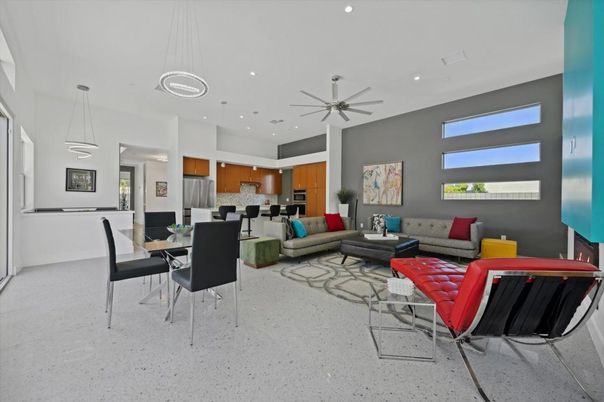 Dining room, Interior, Kitchen, Living room, Pendant Lights, Recessed Lighting, Stainless Steel Appliances