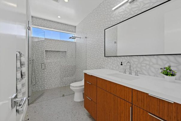 Bathroom, Glass Shower, Interior, Recessed Lighting