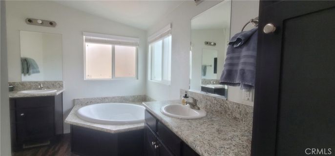 Bathroom, Dual Sink Vanities, Interior, Wood Texture Flooring