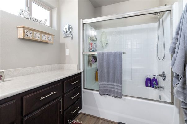 Bathroom, Glass Shower, Interior, Wood Texture Flooring