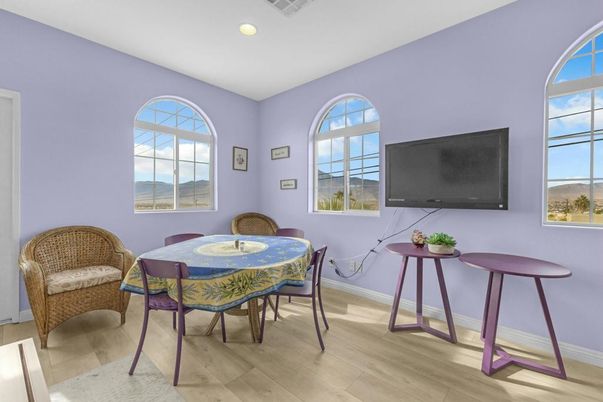 Dining room, Interior, Recessed Lighting, Wood Texture Flooring