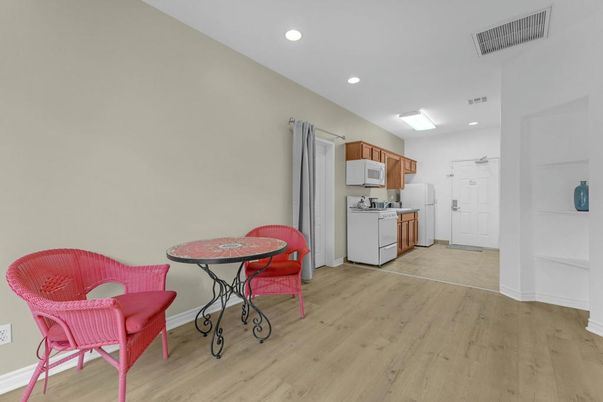 Interior, Kitchen, Recessed Lighting, Wood Texture Flooring