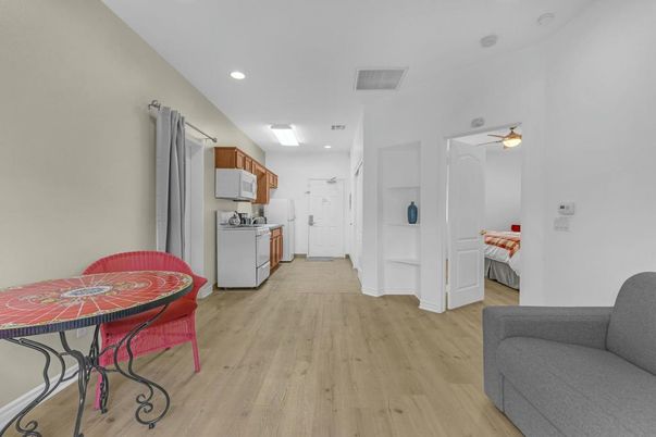 Interior, Kitchen, Recessed Lighting, Wood Texture Flooring