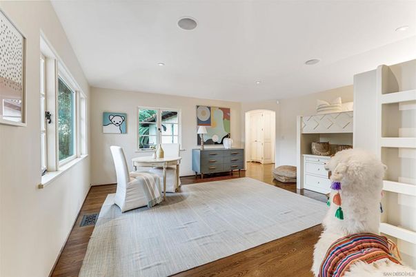 Bedroom, Home Office, Interior, Recessed Lighting, Wood Texture Flooring